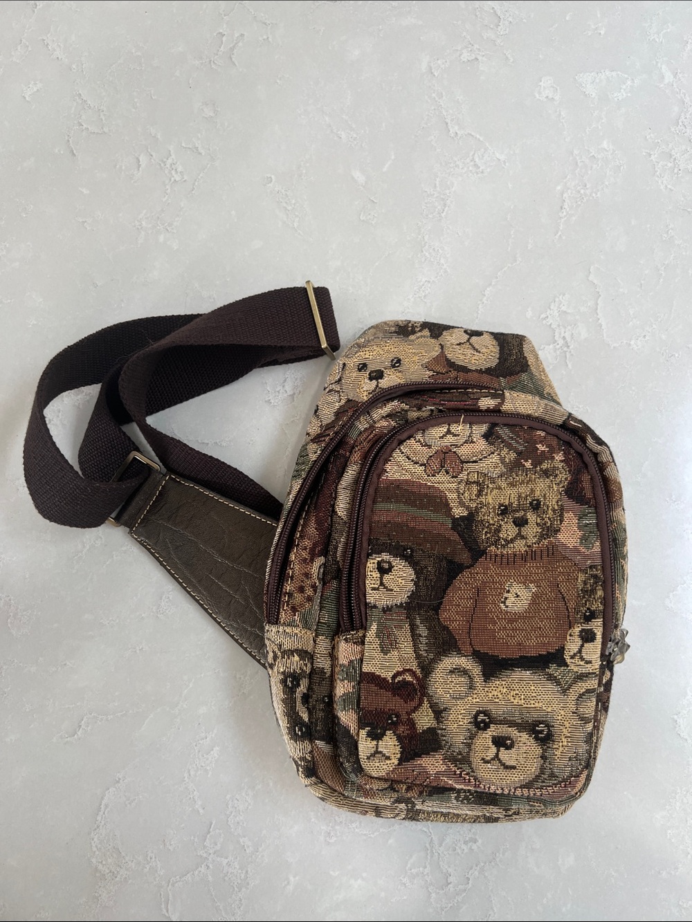 Coastal Grandma Vibes - Vintage Teddy Bear  Crossbody Sling Bag/mini back pack
